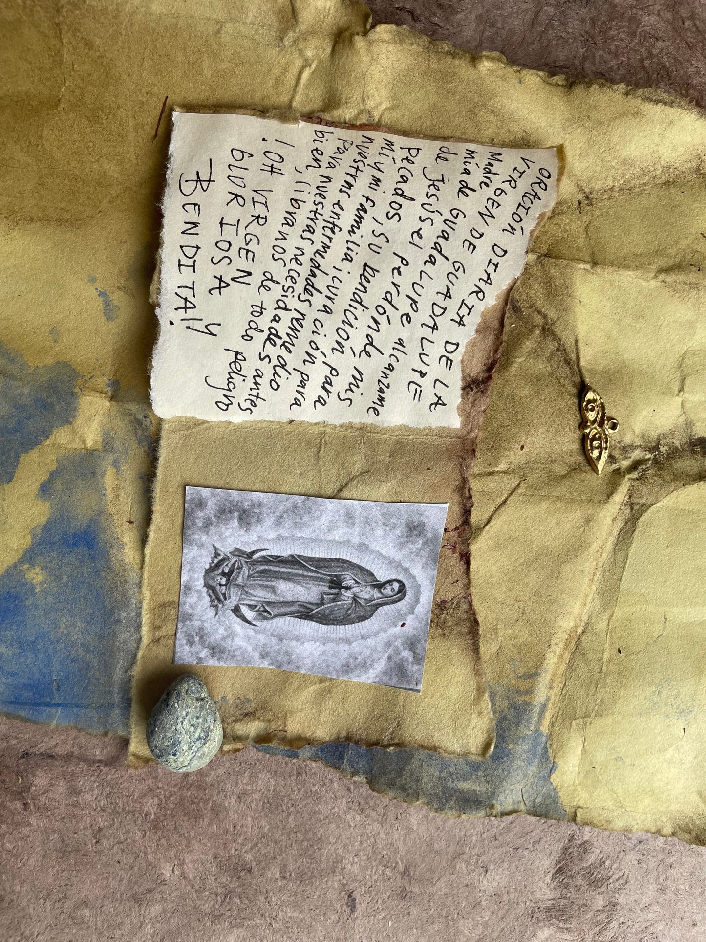 Virgen de Guadalupe Amulet Prayer Book Handmade Devotional Altar