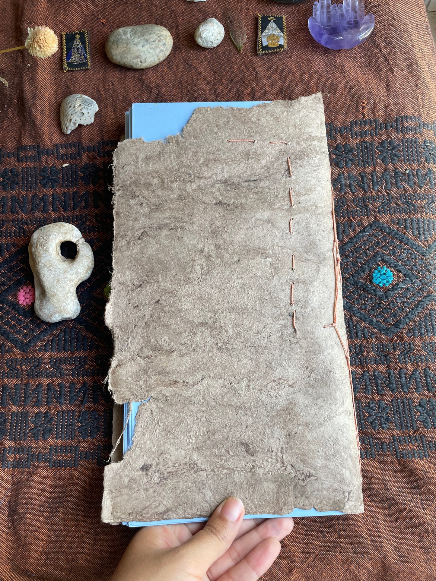 Hand Painted Amate Paper Artist Book, Mexican Codex, One of a Kind Art Journal, Original Artwork