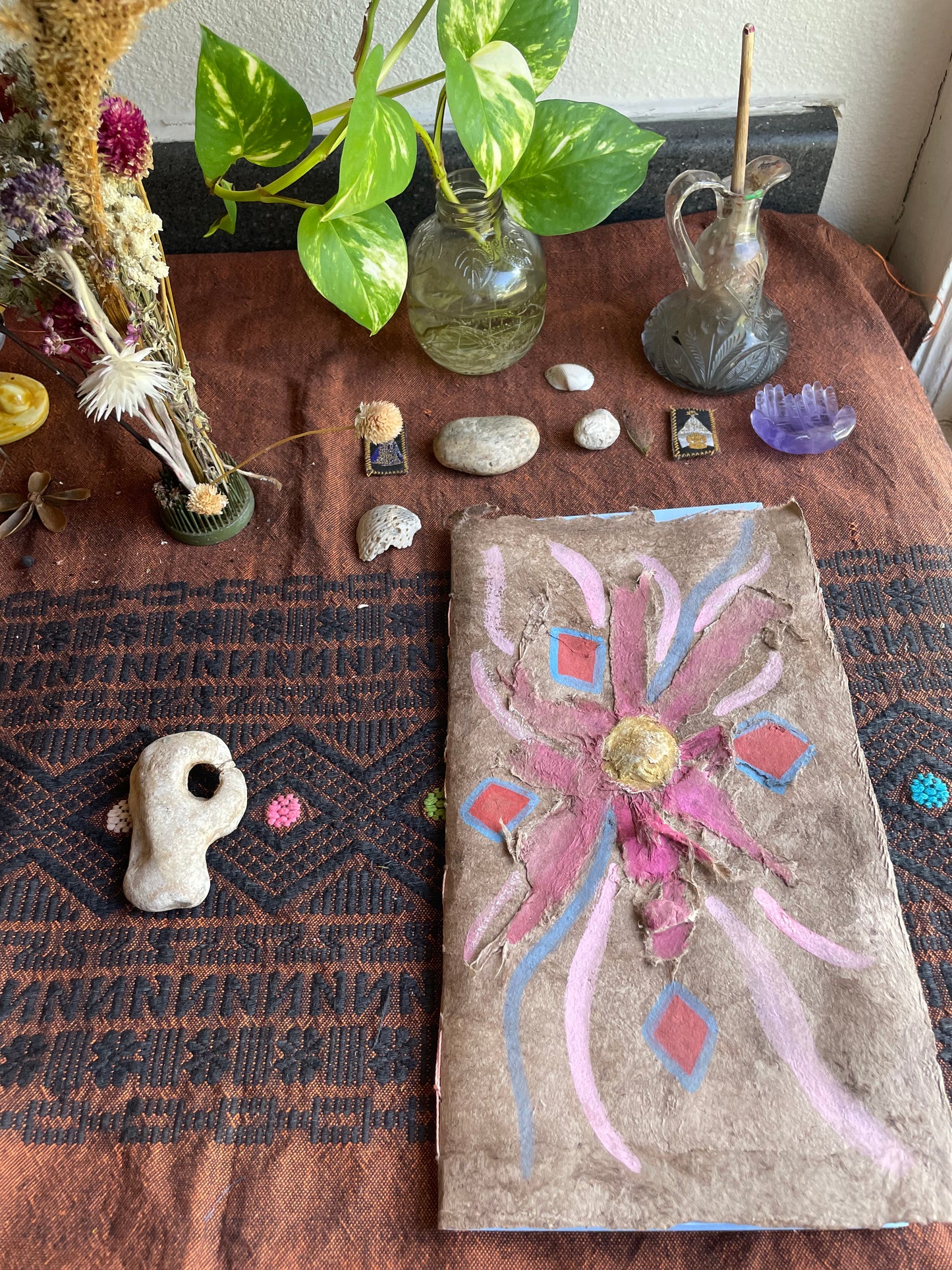 Hand Painted Amate Paper Artist Book, Mexican Codex, One of a Kind Art Journal, Original Artwork