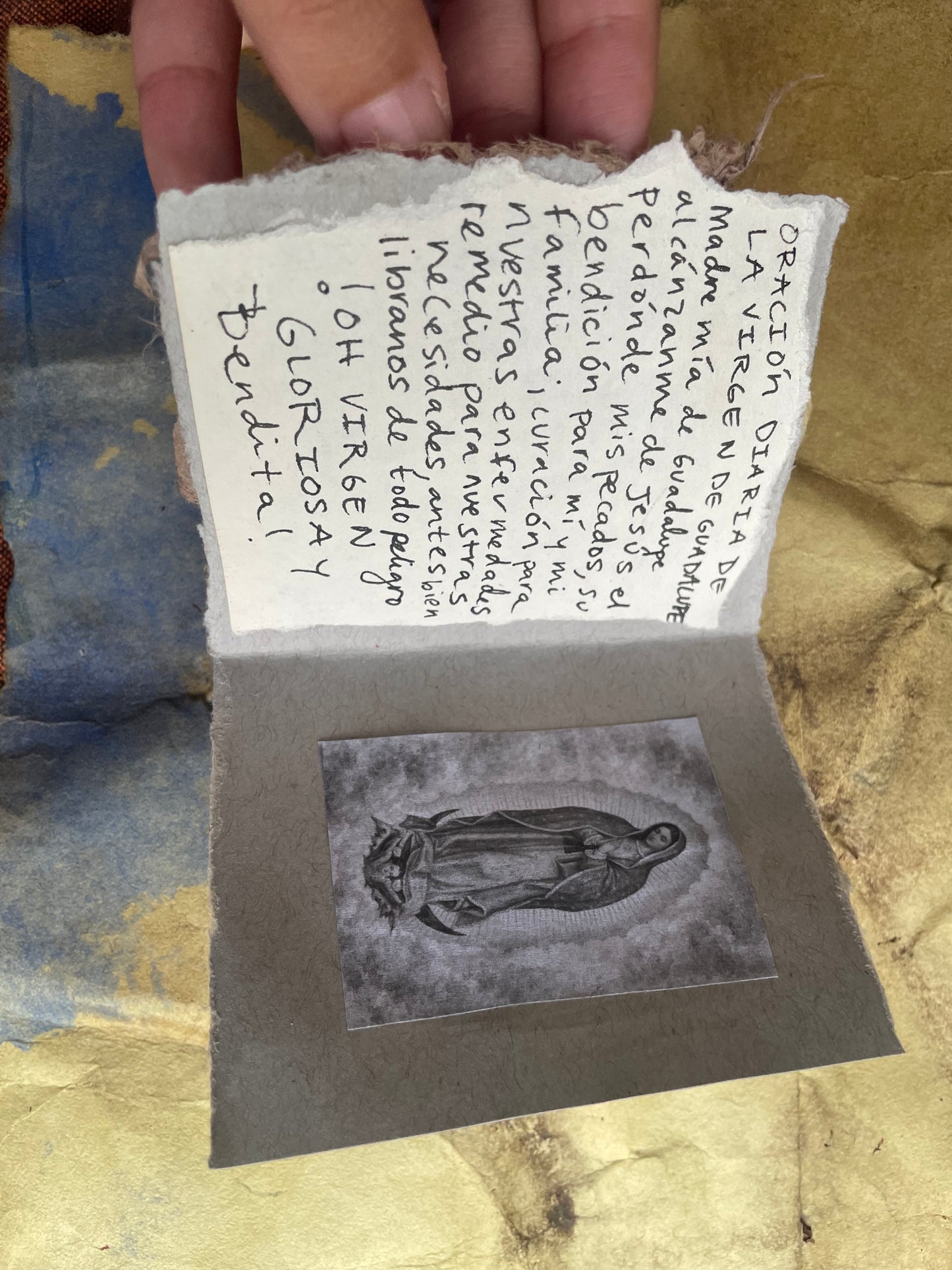 Virgen de Guadalupe Amulet Prayer Book Handmade Devotional Altar