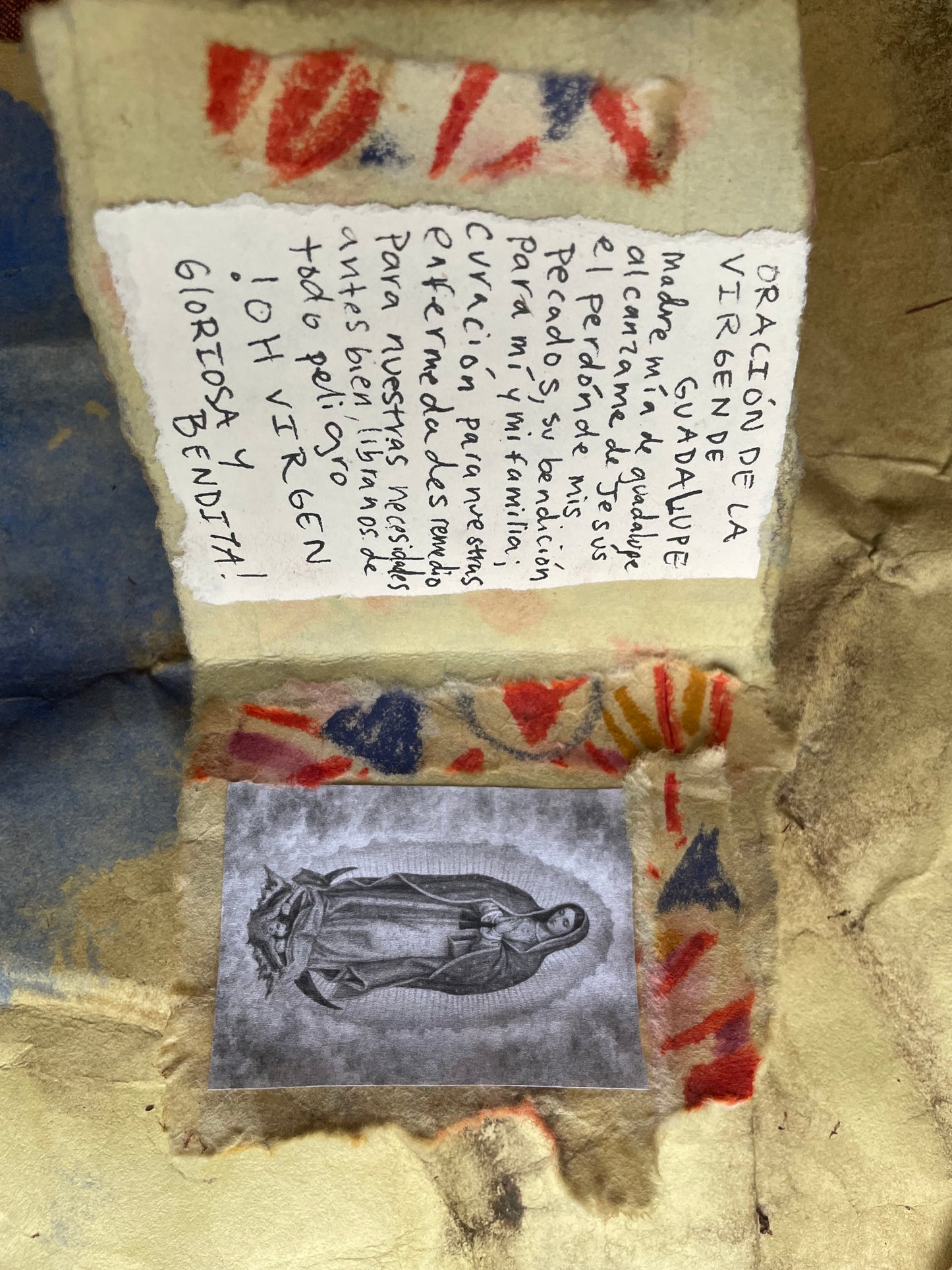 Virgen de Guadalupe Amulet Prayer Book Handmade Devotional Altar