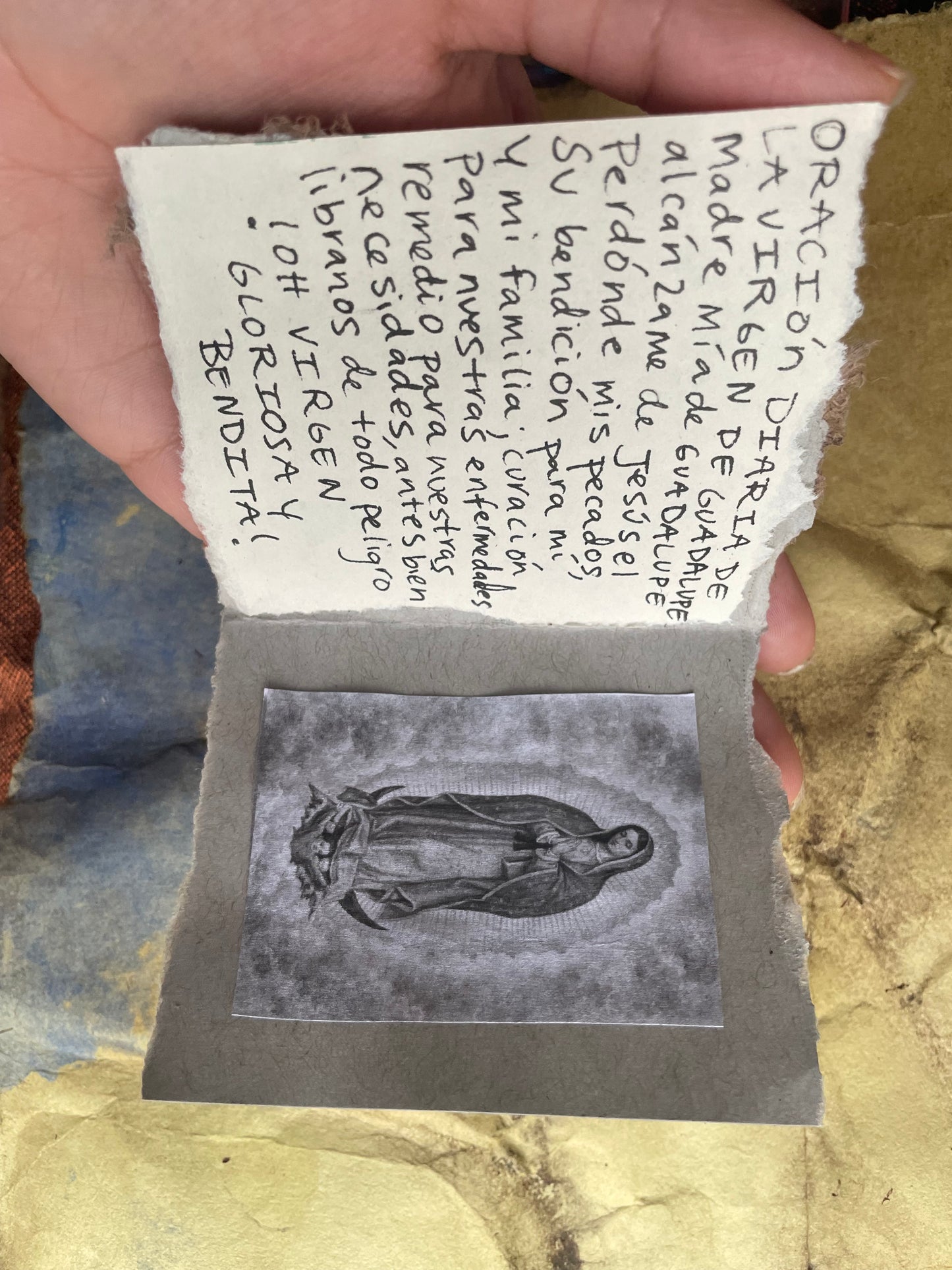 Virgen de Guadalupe Amulet Prayer Book Handmade Devotional Altar