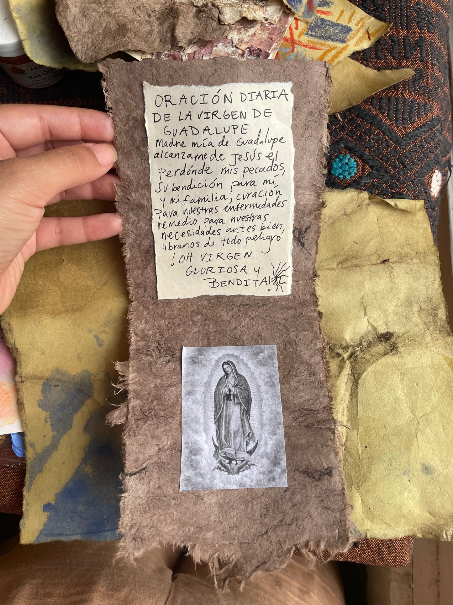 Virgen de Guadalupe Amulet Prayer Book Handmade Devotional Altar