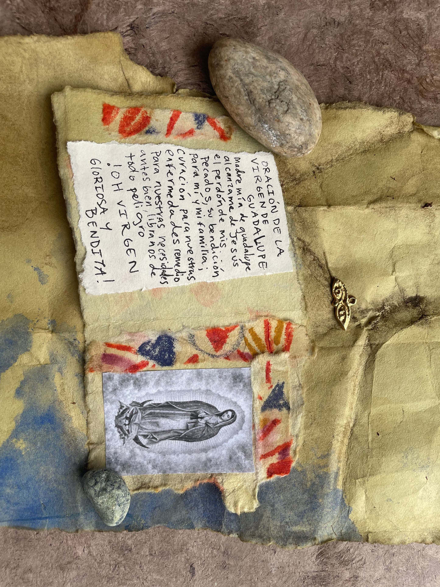 Virgen de Guadalupe Amulet Prayer Book Handmade Devotional Altar