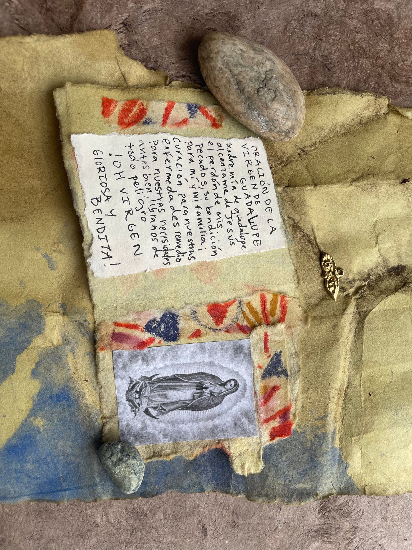 Virgen de Guadalupe Amulet Prayer Book Handmade Devotional Altar
