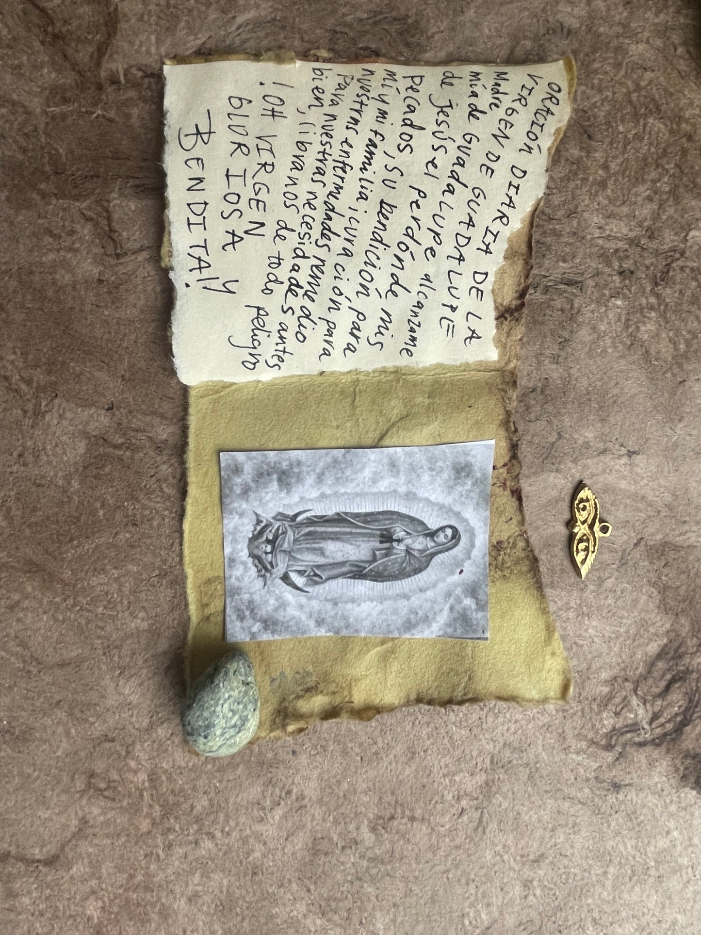 Virgen de Guadalupe Amulet Prayer Book Handmade Devotional Altar