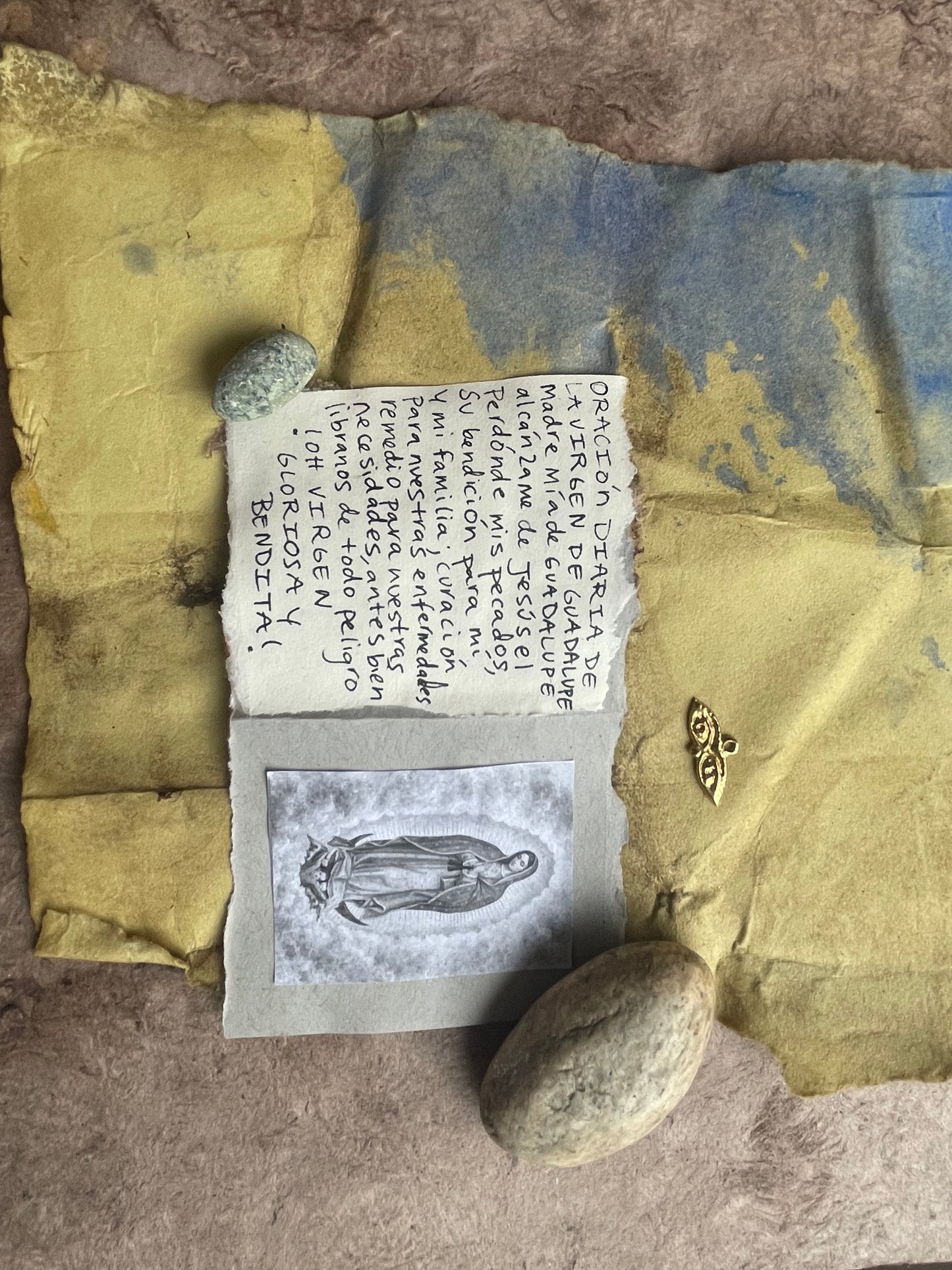Virgen de Guadalupe Amulet Prayer Book Handmade Devotional Altar
