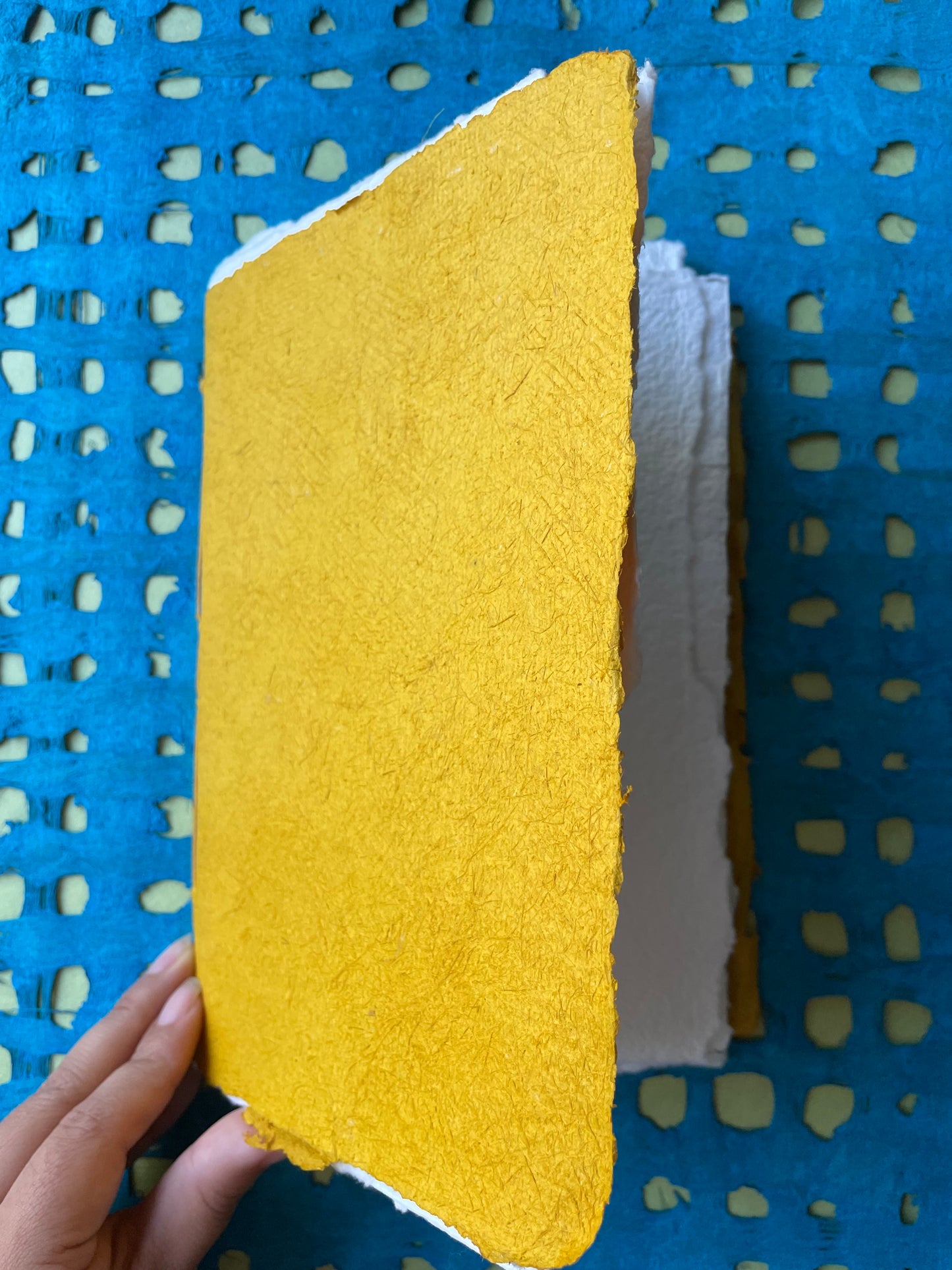 Handmade Yellow Huun Codex Journal – Hungarian Cotton Paper Sketchbook for Watercolor, Ink & Mixed Media