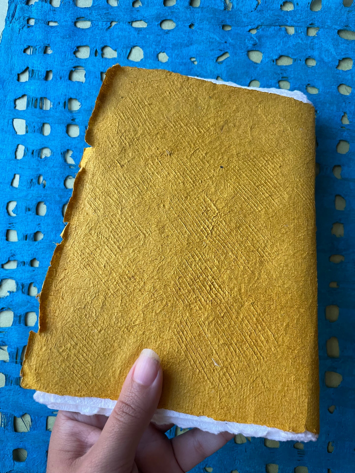 Handmade Yellow Huun Codex Journal – Hungarian Cotton Paper Sketchbook for Watercolor, Ink & Mixed Media