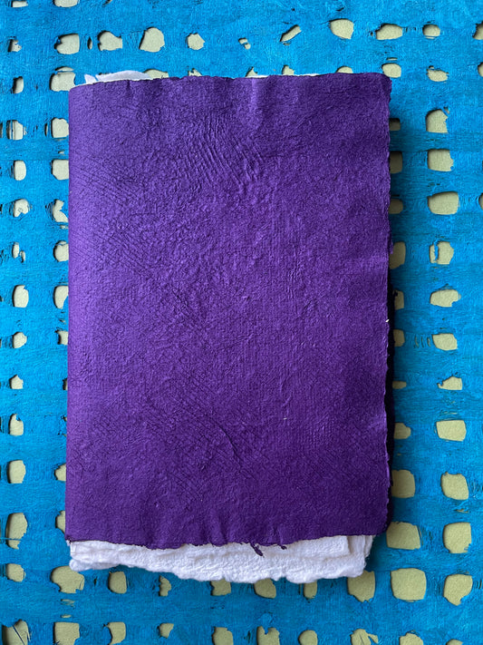 Handmade Purple Huun Codex Journal – Cotton Watercolor Paper Sketchbook for Ink, Painting & Mixed Media