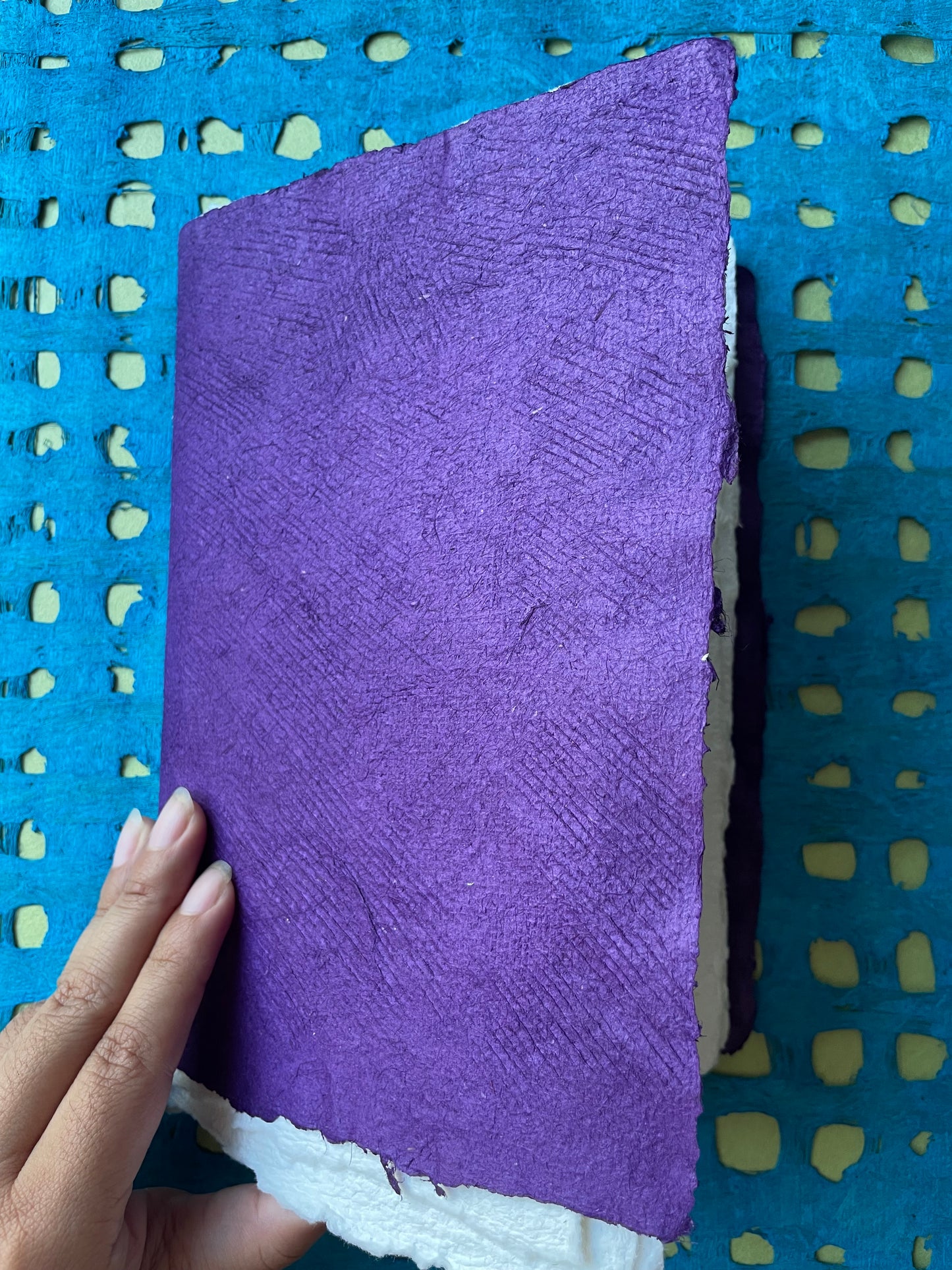 Handmade Purple Huun Codex Journal – Cotton Watercolor Paper Sketchbook for Ink, Painting & Mixed Media